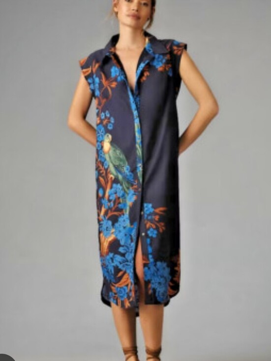 Maeve Dresses & Skirts - Maeve The Lillian Navy Button-Front Midi Dress